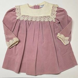 Vintage Toddler Velvet Christian Dior Enfant Dress with Lace 3T Easter Party